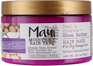 Maui Moisture Shea Butter Hair Mask 12 Ounce Jar (Heal/Hydrate) (Pack of 6)