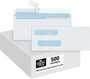Quality Park #8 Double Window Envelopes, Self Seal Security Envelopes for QuickBooks Checks, 3 5/8" x 8 11/16", 24 lb White, 500 per Box (QUA50766)
