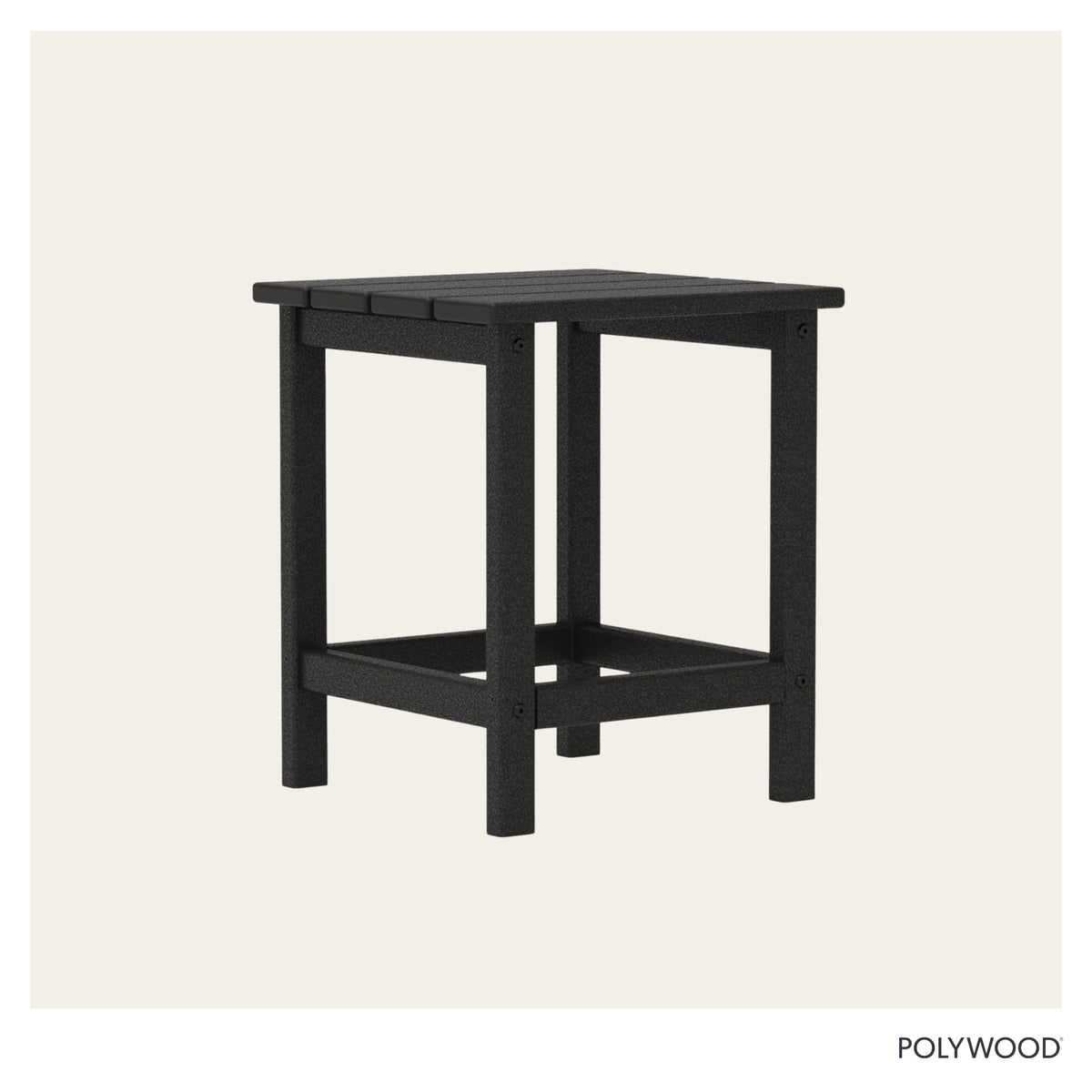 Long Island 18" Side Table by Polywood – 18", High Density Polyethylene, Black, Model ECT18BL