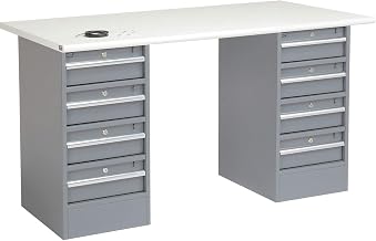 Global Industrial Double Pedestal Workbench, 60" W x 30" D x 33-1/4"H, Gray