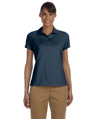 Women's Solid Performance Plus Jersey Polo New Navy M (8-10) by Chestnut Hill – Polyester, Navy