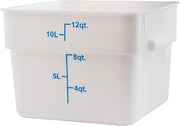 Winco 12 qt White Square Plastic Storage Container