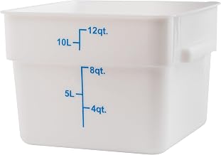 Winco 12 qt White Square Plastic Storage Container