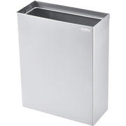 Indoor Wall Mount Trash Can by Global Industrial – 6"L x 14"W x 18"H, 6.4 gallons, Stainless Steel, Satin, Model 641437SS