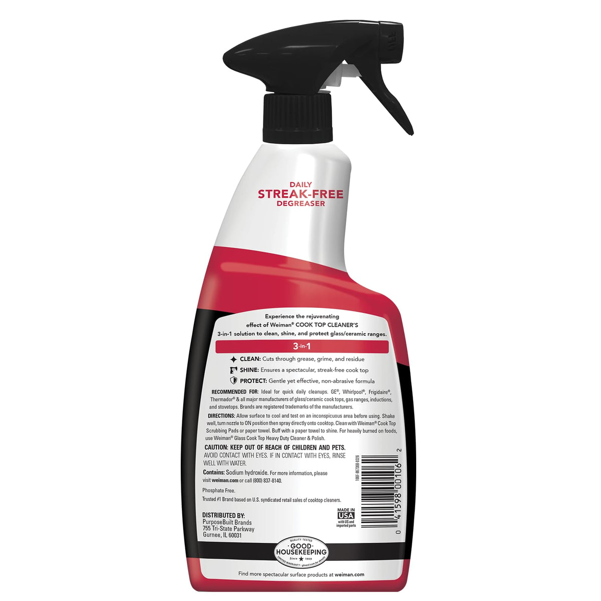 Daily Cooktop Cleaner & Degreaser by Weiman – 22 Fl Oz (Pack of 1), 22 Oz With Microfiber Cloth, Model 649PK2