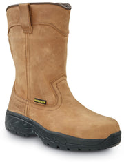 Mens Brown MaxTRAX Comp Toe WP SD SRO Wellington 9.0 M by SR Max – 9, Leather, Brown, Model Midland