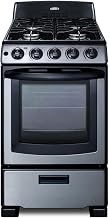 Summit 20" Gas Range, 4 Sealed Burners 2.3 cu.ft Capacity, Stainless Steel with Black Trim- PRO201SS