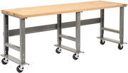 Global Industrial Adjustable Height Mobile Workbench, 96" W x 36" D, Gray