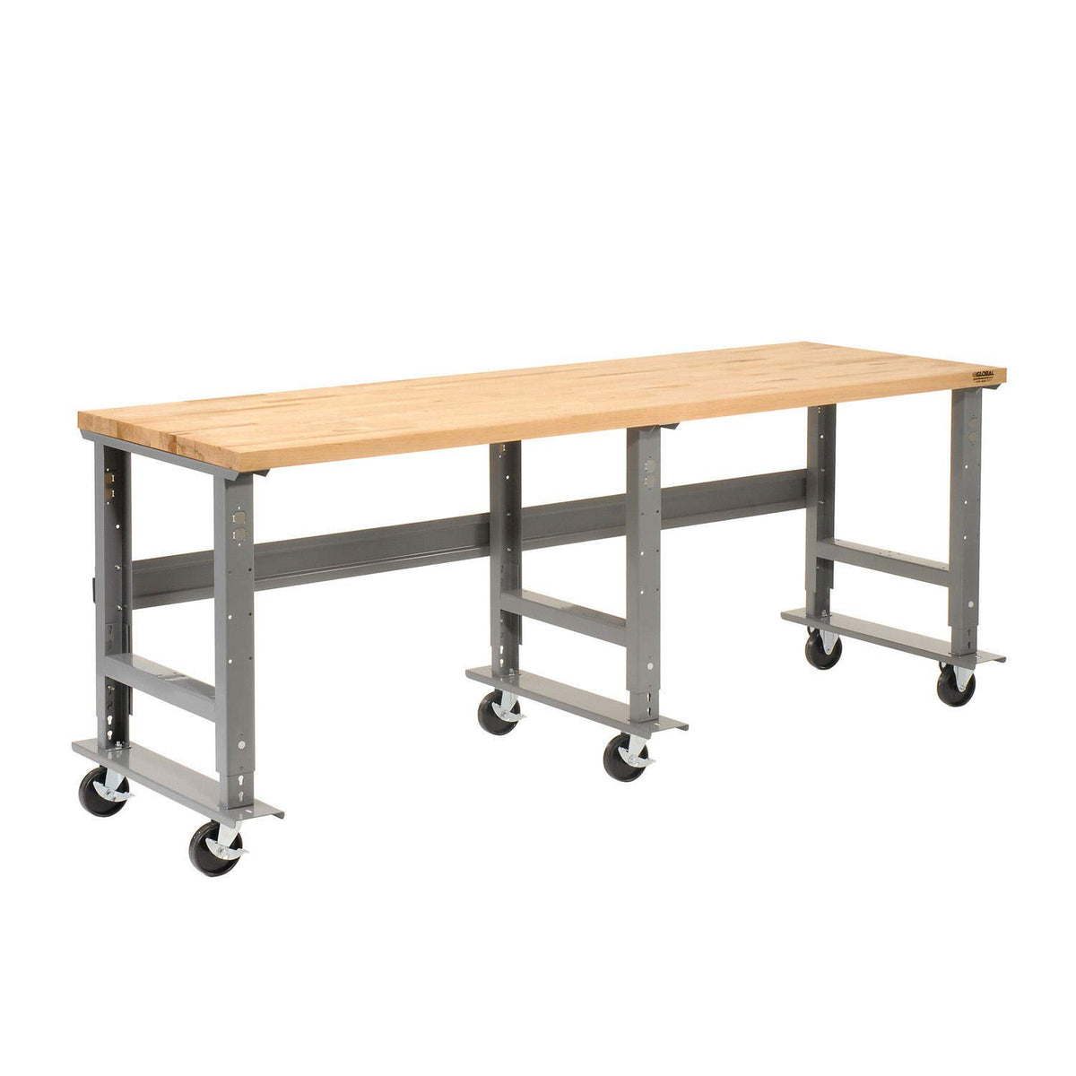 Adjustable Height Mobile Workbench by Global Industrial – 36"L x 96"W x 4"H, Steel, Gray, Model 183179A