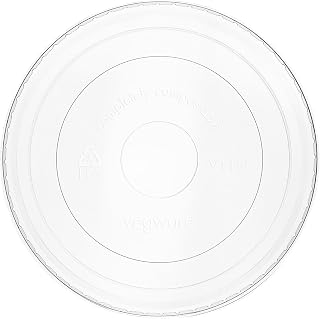 Vegware 115 Compostable Clear Food Bowl Flat Lids, Case of 500, Fits all 115-Series Containers, Cold Food Flat Lids, Plant Based PLA Plastic, Disposable