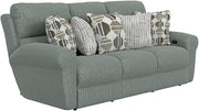 Catnapper Green Power Reclining Sofa with Soft Fabric, Cool Gel Memory Foam, Pocket Coil Seating, USB Ports, Accent Pillows, and RV Theater Comfort