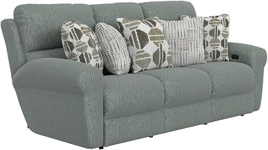 Catnapper Green Power Reclining Sofa with Soft Fabric, Cool Gel Memory Foam, Pocket Coil Seating, USB Ports, Accent Pillows, and RV Theater Comfort