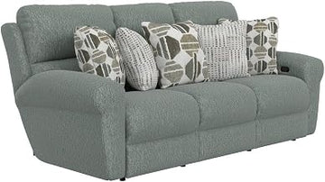 Catnapper Green Power Reclining Sofa with Soft Fabric, Cool Gel Memory Foam, Pocket Coil Seating, USB Ports, Accent Pillows, and RV Theater Comfort
