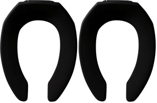 CHURCH 295CT Commercial Open Front Plastic Toilet Seat by Bemis – Elongated (Pack of 2), Plastic, Black, Pack of 2, Model 295CT 047