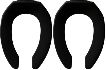 CHURCH 295CT Commercial Open Front Plastic Toilet Seat by Bemis – Elongated (Pack of 2), Plastic, Black, Pack of 2, Model 295CT 047