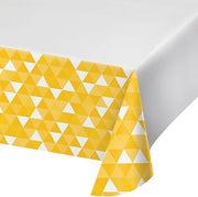 Creative Converting 12Count Border Print Plastic Tablecover, 54 x 102", Fractal- School Bus Yellow