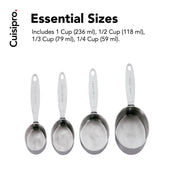 Stainless Steel Measuring Cup Set by Cuisipro – 8 inches, 1 cups, Stainless Steel, Silver, Pack of 4