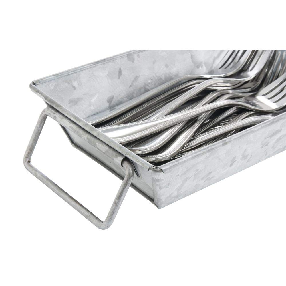 Galvanized Metal Serving Pan Rectangular - 10"L x 5"W x 2"H by HUBERT – 10" x 5" x 2", Metal, Silver, Model DS-36951B