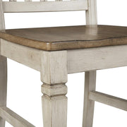 Beacon Smokey White & Peppercorn Slatback Side Chair with Wood Seating by Starlight Canyon Home – Asian Hardwood, Beige, Pack of 2