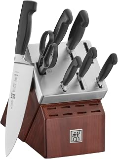 ZWILLING Four Star 8-Piece Razor-Sharp German Knife Block Set, Made in Company-Owned German Factory with Special Formula Steel perfected for almost 300 Years, Dishwasher Safe