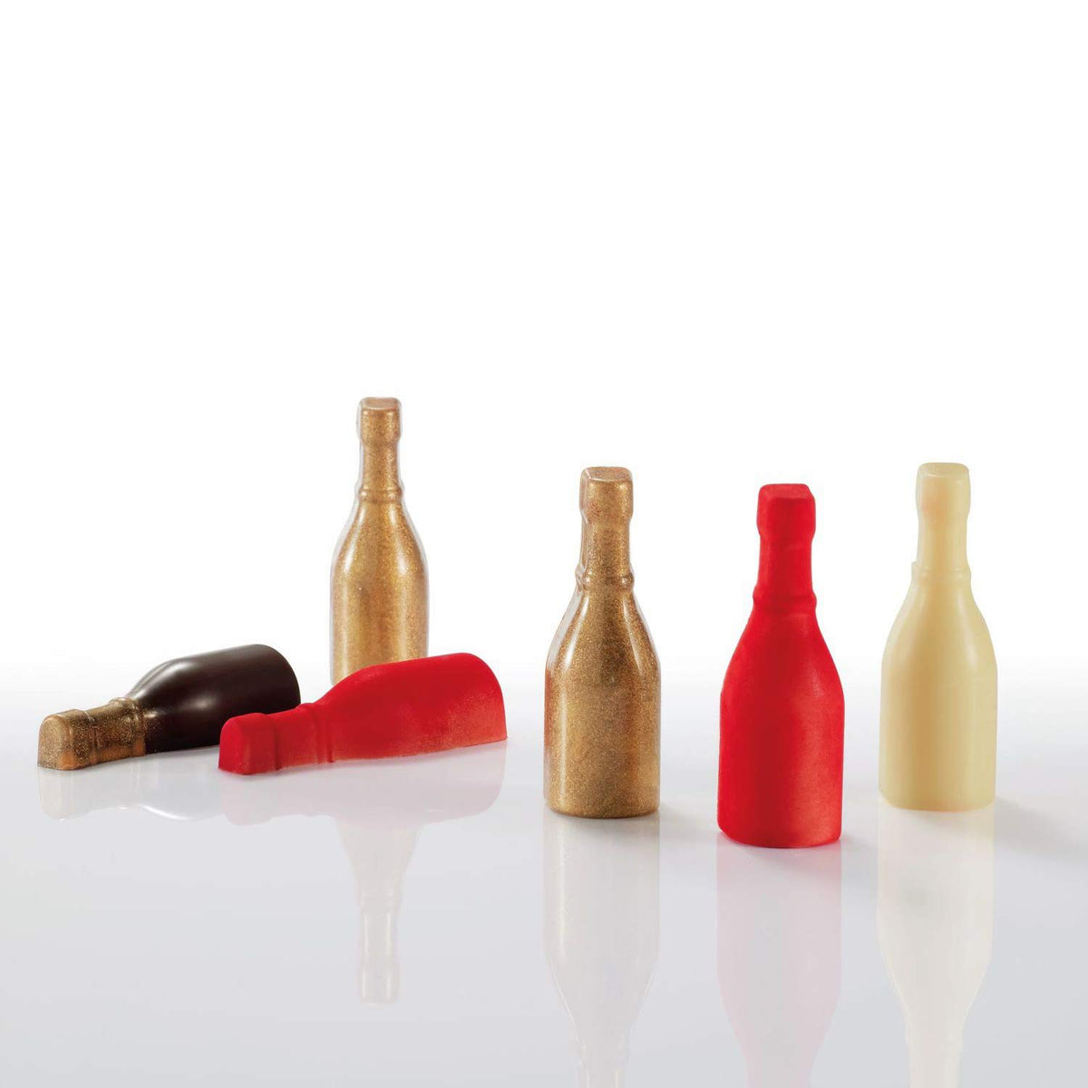 Chocolate Mold with 18 Half-Wine-Bottle Cavities by Martellato – Polycarbonate, Transparent, Model MA3011