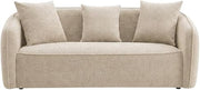 Furnifact Chenille-Upholstered Sofa with 3 Accent Pillows, Contemporary 3-Seater Couch for Living Room, Fabric Couches, Beige Chenille