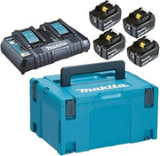 Makita 18 V Li-Ion Energy Pack (4 x 5 Ah Batteries + 1 x Dual Charger) with MAKPAC-197626-8 Box