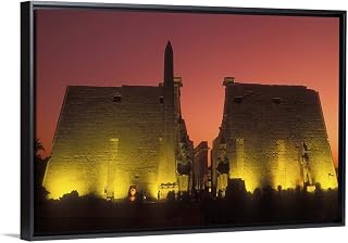 "Luxor Temple at night, Luxor, Egypt" Black Floating Frame Canvas Art, 50"x34"x1.75"