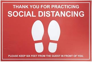 HUBERT Social Distancing Floor Decal 12 x 18 Red