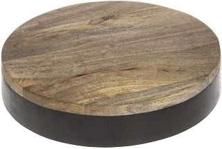 HUBERT Round Black Mango Wood Riser - 12"Dia x 2"H