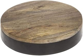 HUBERT Round Black Mango Wood Riser - 12"Dia x 2"H