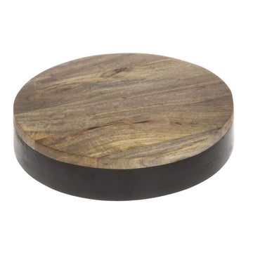 Round Black Mango Wood Riser - 12"Dia x 2"H by HUBERT – Mango Wood, Black, Model 52256