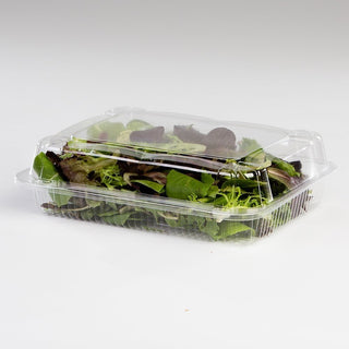Detroit Forming LBH-811 Clear OPS Plastic Square Hinged Locking Lid Food Container – 10.5 x 8.5 x 3 Inches | 250 Per Case