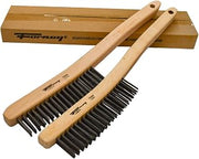 Forney 70504A 2-Pack Carbon Steel Wire Brush's with Curved Wood Handle, 13-3/4-Inch-by-.014-Inch, Assorted