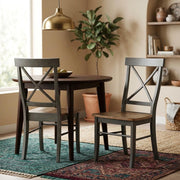 Hardwood X-Back Dining Chairs with Solid Wood Seat Set of by Furnifact – Wood, Hickory and Washed Coal, Pack of 2