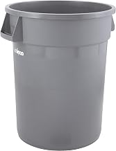 Winco PTC-10G Round Trash Can, 10 Gallon, Plastic, Gray