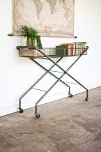 KALALOU CQ6817 Rolling Metal Basket Console, One Size, Gray
