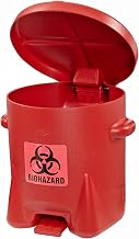 Eagle Biohazard Trash Can, Self-Closing Lid, 6 Gallon, Made in the USA, Red