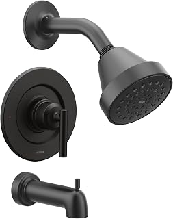 Moen Gibson Pressure Balancing Eco-Performance Showerhead, Shower Handle, and Tub Spout, Posi-Temp Valve Required, Matte Black, T2903EPBL