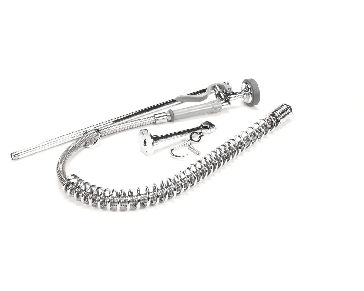 Pre-Rinse Assembly 44" Stainless Steel Hose Self-Closing Squeeze Valve Wall Bracket by T&S Brass – Stainless Steel, Silver, Model B-2250-B
