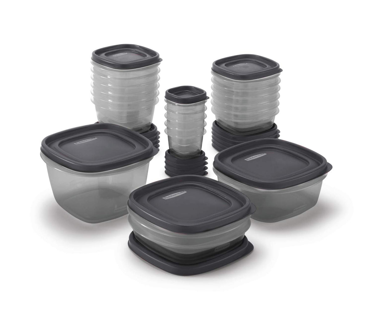 EasyFindLids Food Storage Containers with SilverShield Antimicrobial Protection by Rubbermaid – Assorted Sizes (42-Piece), 4.85 liters, Plastic, Gray, Model 2135721