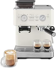 KitchenAid Semi-Auto Espresso Machine, Burr Grinder, 2.5L, Porcelain White | Integrated Burr Grinder for Fresh Grounds, Smart Dosing for Ideal Volume, Multi-Angle Steam Wand, Model KES6551PL