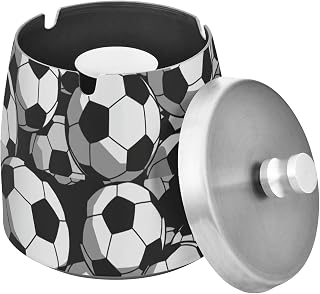Soccer Sports Theme Splash Ashtray with Lid, Outdoor Ashtrays for Patio