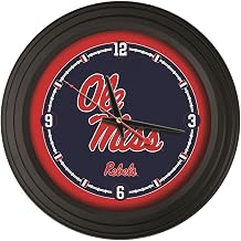 Holland Bar Stool ClkNL15BKMssppU 15 in. University of Mississippi Logo Traditional Wall Clock - Black
