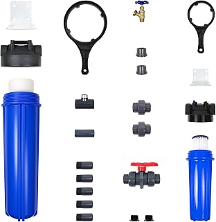 Aquasana Low Maintenance Pre-Filter, Post-Filter & Assembly Kit Bundle | 20" Long-Lasting Sediment Filter | Captures Dirt, Rust & Silt | WH-LM-Install | for Whole House Systems