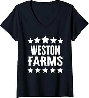 Womens Weston Farms Family Reunion Squad First Last Name V-Neck T-Shirt