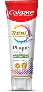 Total Plaque Release Toothpaste | Tooth Paste with Amino Foam & Zinc | Colgate Paste Toothpaste for Stronger Gums | 3X More Effective at Fighting Plaque - Natural Mint (80gm)(2.8 Ounce)
