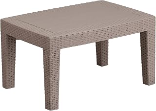 Flash Furniture Faux Rattan Outdoor Coffee Table, Light Gray | All-Weather, Indoor/Outdoor, Commercial Grade