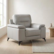 Leather-Upholstered Armchair with Solid Arms by Starlight Canyon Home – Leather, Grey