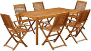 Oil Finish Wooden Patio Set Dining Table and Chairs, Durable Wood Construction for Backyard, Garden, Outdoor Entertaining Spaces